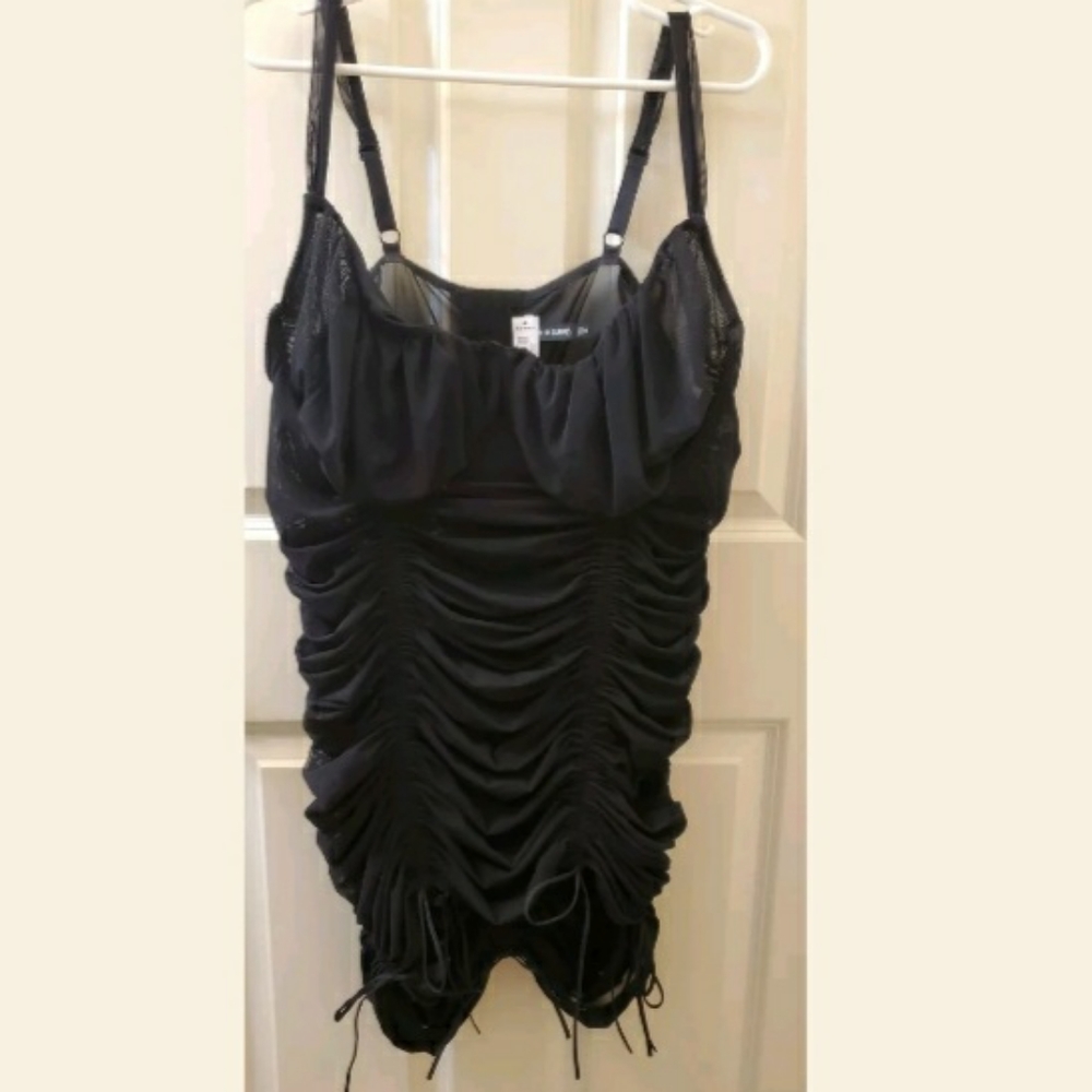 NWT Torrid Chemise, 4x, black mesh, drawstrings